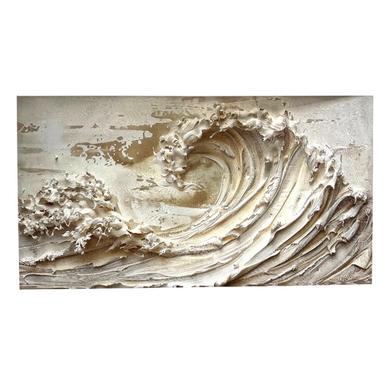 Quadro moderno stampa su tela onde beige 77x143