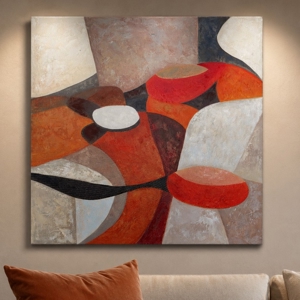 Quadro astratto moderno danza di forme 80x80 cm dipinto su tela a rilievo