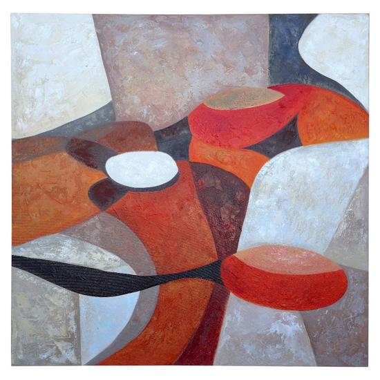 Quadro astratto moderno danza di forme 80x80 cm dipinto su tela a rilievo