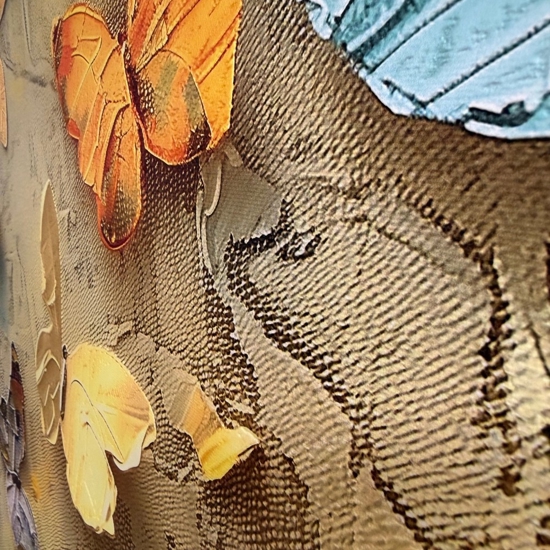 Quadro farfalle moderno stampa su tela decoro a rilievo 77x143 cm