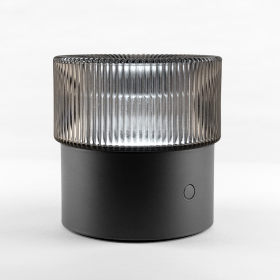 Vivida lampada da tavolo pilastro vetro fumè led cct