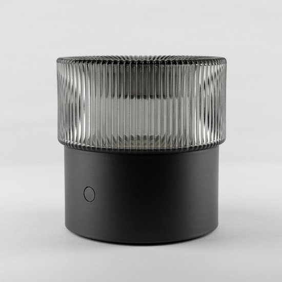 Vivida lampada da tavolo pilastro vetro fumè led cct