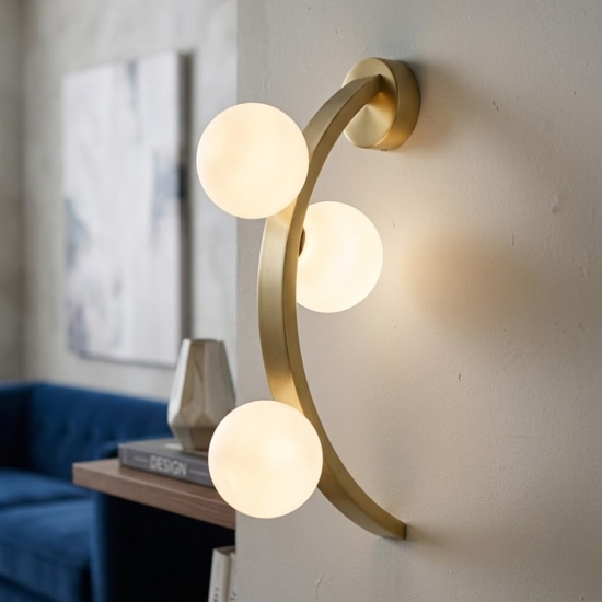 Vivida applique da parete sunset oro spazzolato led 3000k dimmerabile