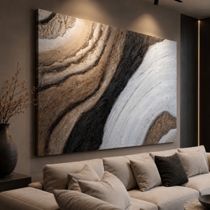 Quadro astratto 100x150 tracce nella pietra dipinto moderno pittura a rilievo