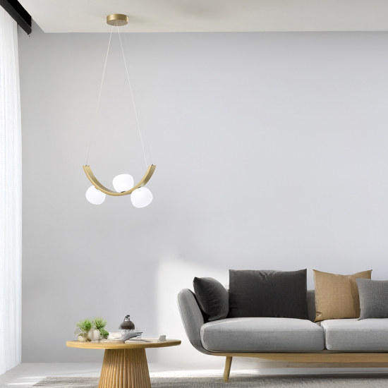 Lampadario moderno vivida sunset oro spazzolato dimmerabile 3000k