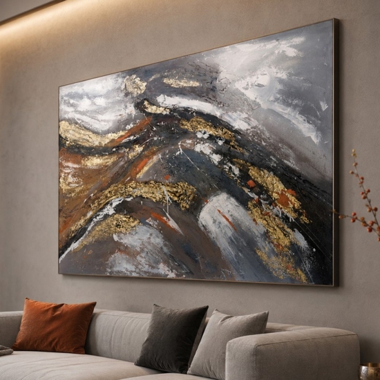Quadro 100x150 cm impulso astratto moderno dipinto a rilievo materico