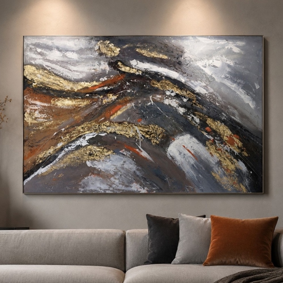 Quadro impulso astratto moderno 80x120 cm dipinto a rilievo materico