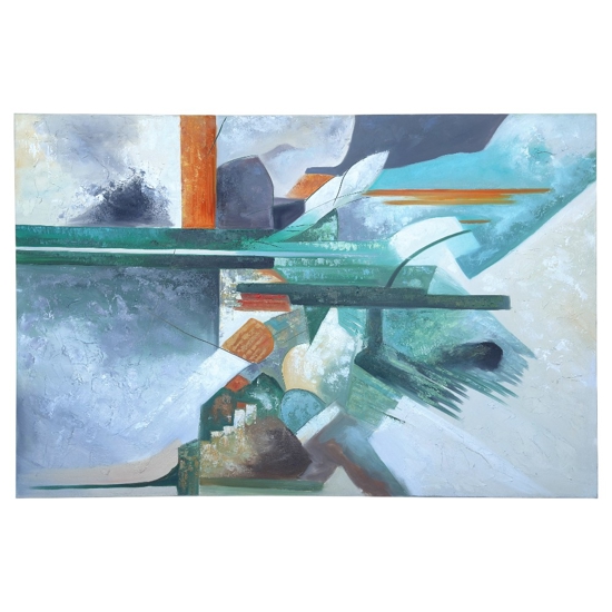 Quadro astratto rotte turchesi 100x150 cm moderno dipinto materico a rilievo