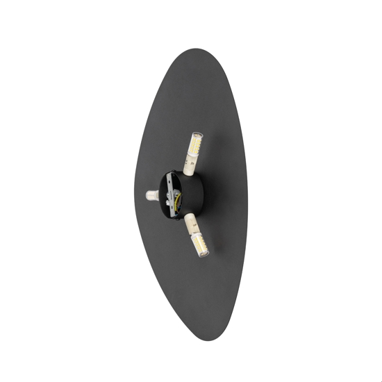 Applique nero design moderno luce indiretta 49 cm