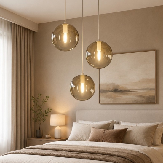 Toplight lampadario per camera da letto vetri sfere ambra