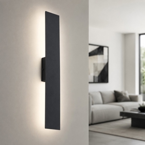 Applique nero da parete design moderno 50 cm luce indiretta