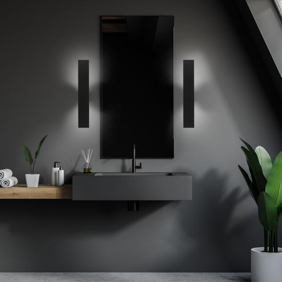Applique nero da parete design moderno 50 cm luce indiretta
