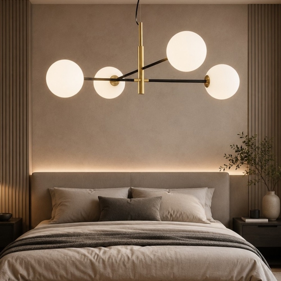 Lampadario per camera da letto design oro nero