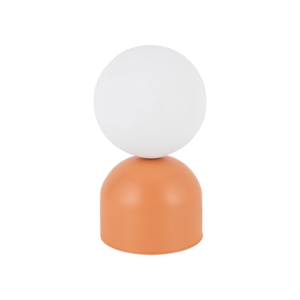 Lampada da comodino arancione design moderna sfera di vetro bianca