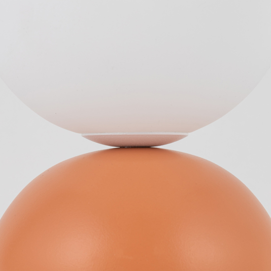 Lampada da comodino arancione design moderna sfera di vetro bianca