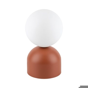 Lampada da comodino colore mattone sfera bianca design moderna