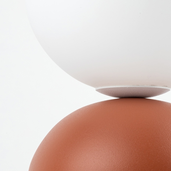Lampada da comodino colore mattone sfera bianca design moderna