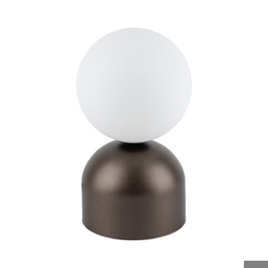Lampada da comodino marrone sfera bianca design moderna