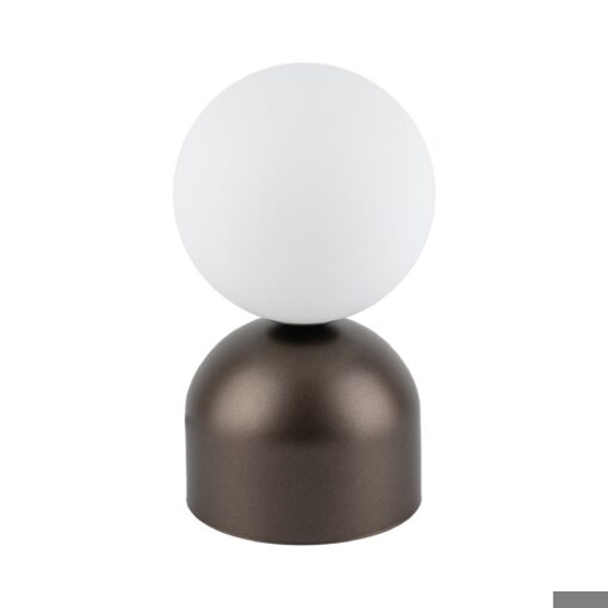 Lampada da comodino marrone sfera bianca design moderna