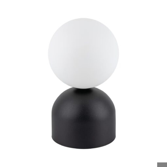 Abat-jour lampada da comodino nera sfera di vetro bianco design moderna