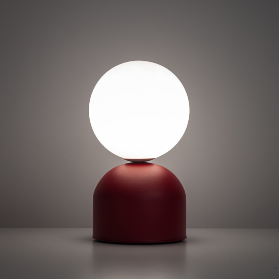 Abat-jour moderna rossa sfera bianca lampada da comodino