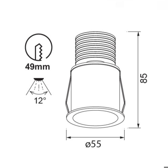 Faretto da incasso bianco per bagno led 5w 410lm 3000k ip54