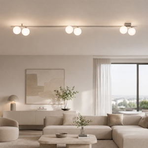 Plafoniera moderna lunga 200 cm da soffitto colore champagne per soggiorno