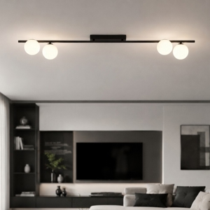 Plafoniera moderna da soffitto barra 141 cm nera con sfere di vetro per soggiorno