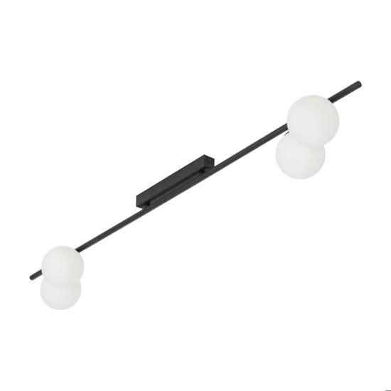 Plafoniera moderna da soffitto barra 141 cm nera con sfere di vetro per soggiorno