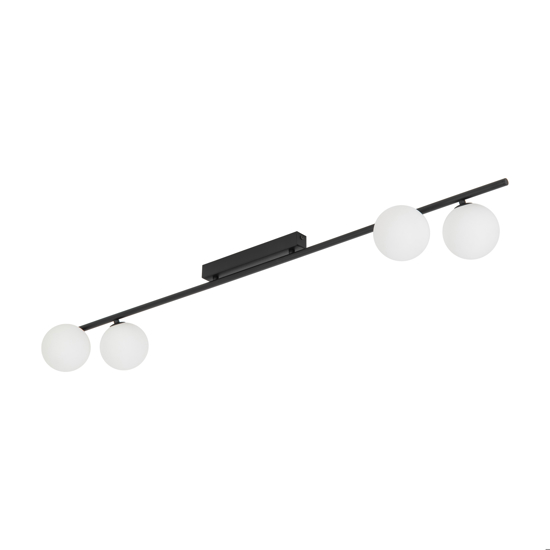 Plafoniera moderna da soffitto barra 141 cm nera con sfere di vetro per soggiorno