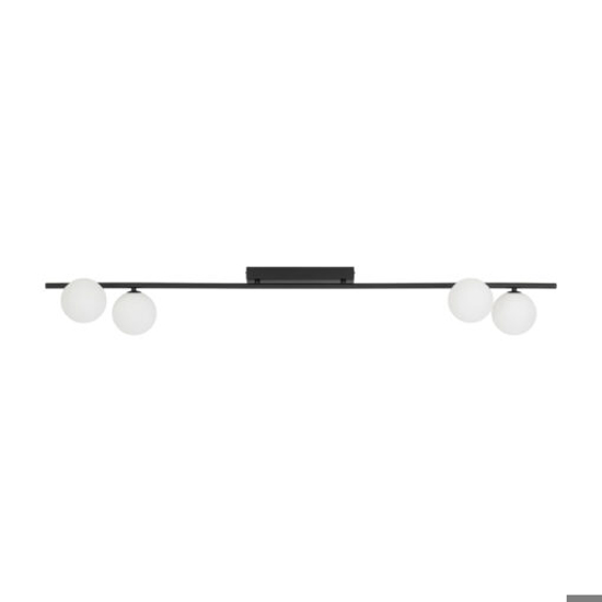 Plafoniera moderna da soffitto barra 141 cm nera con sfere di vetro per soggiorno