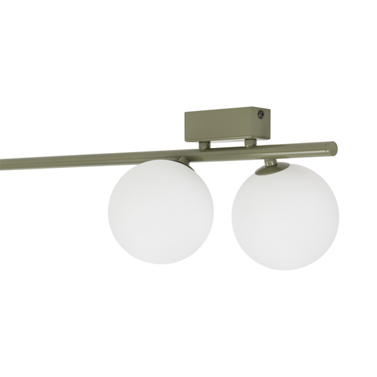 Plafoniera lunga 200 cm verde oliva con sfere di vetro per soggiorno moderno
