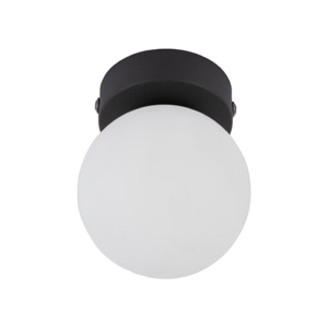 Plafoniera piccola nera sfera di vetro bianco da soffitto