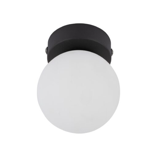Plafoniera piccola nera sfera di vetro bianco da soffitto