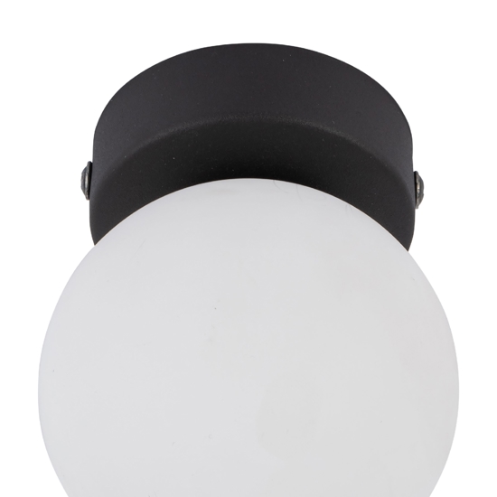 Plafoniera piccola nera sfera di vetro bianco da soffitto
