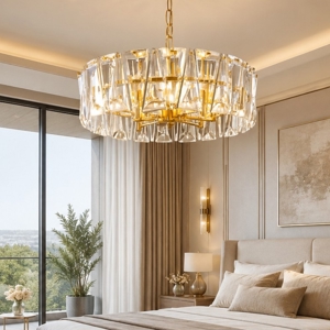 Maytoni lampadario elegante sei luci vetro oro per camera da letto