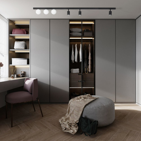 Plafoniera binario 159cm nero con faretti orientabili sfere vetro fp