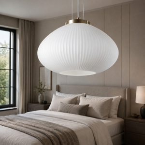 Ideal lux plisse sp1 d35 lampadario per camera da letto in vetro bianco