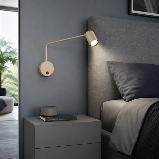 Applique a braccio sabbia luce orientabile per comodino camera da letto