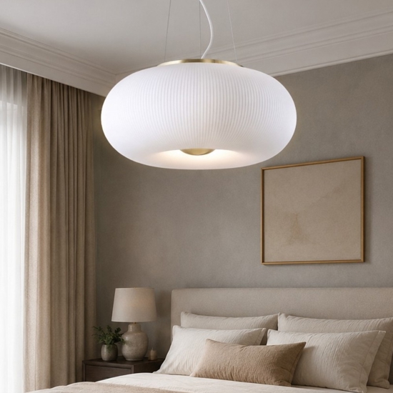 Ideal lux arizona sp5 lampadario soggiorno vetro bianco rigato