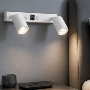 Applique multifunzione bianco con interruttori presa usb per comodini camera da letto