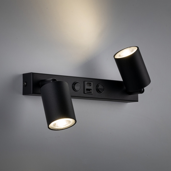 Applique multifunzione con interruttori presa usb nero per comodini camera da letto