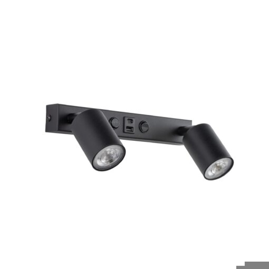 Applique multifunzione con interruttori presa usb nero per comodini camera da letto