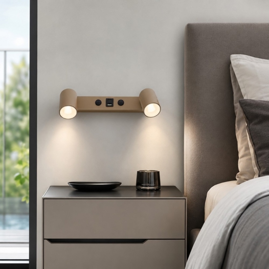 Applique sabbia multifunzione presa usb con interruttori per comodini camera da letto