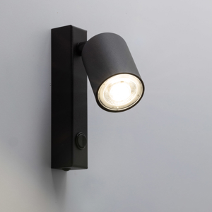 Applique nero con interruttore faretto orientabile per comodino camera da letto