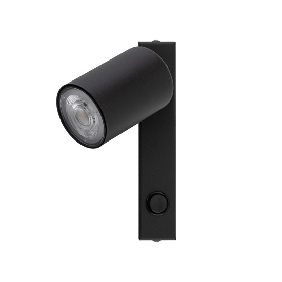 Applique nero con interruttore faretto orientabile per comodino camera da letto
