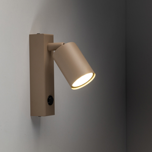 Applique da parete con faretto sabbia orientabile interruttore per comodino camera da letto