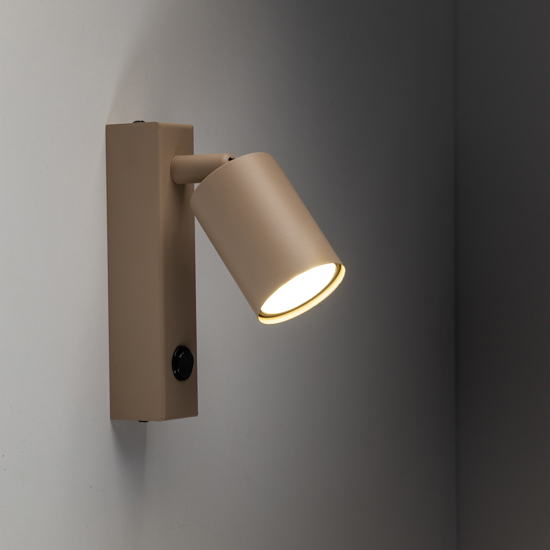 Applique da parete con faretto sabbia orientabile interruttore per comodino camera da letto