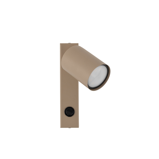 Applique da parete con faretto sabbia orientabile interruttore per comodino camera da letto