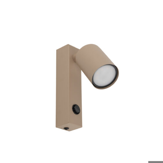 Applique da parete con faretto sabbia orientabile interruttore per comodino camera da letto